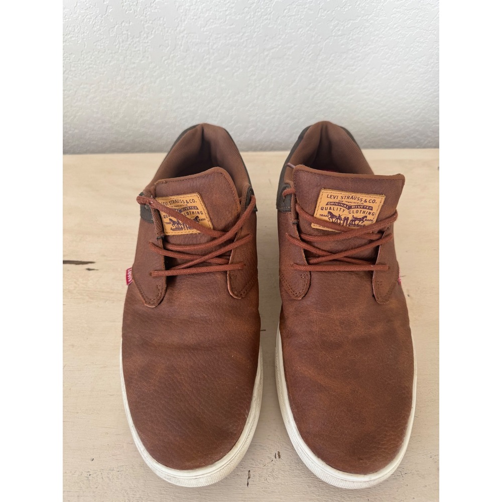 Levi Strauss Mens Brown Faux Leather Lace Up Chukka Casual Shoes Size 10.5 - Picture 2 of 7